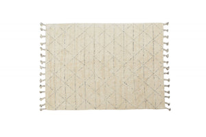 Tappeto moderno California, stile kilim, 100% cotone, avorio, 150x80cm