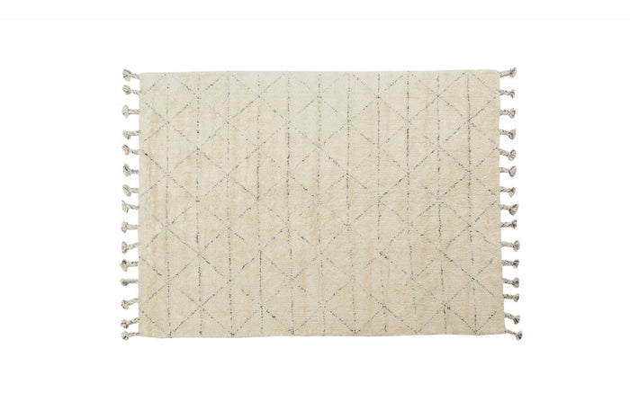 Tappeto moderno California, stile kilim, 100% cotone, avorio, 150x80cm