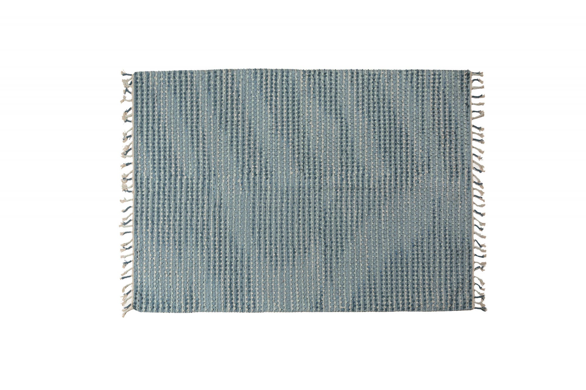 Tappeto moderno Atlanta, stile kilim, 100% cotone, azzurro, 230x160cm