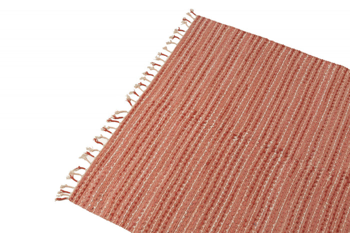 Tappeto moderno Atlanta, stile kilim, 100 % cotone, colore rosa, Misure 170 x 110 cm