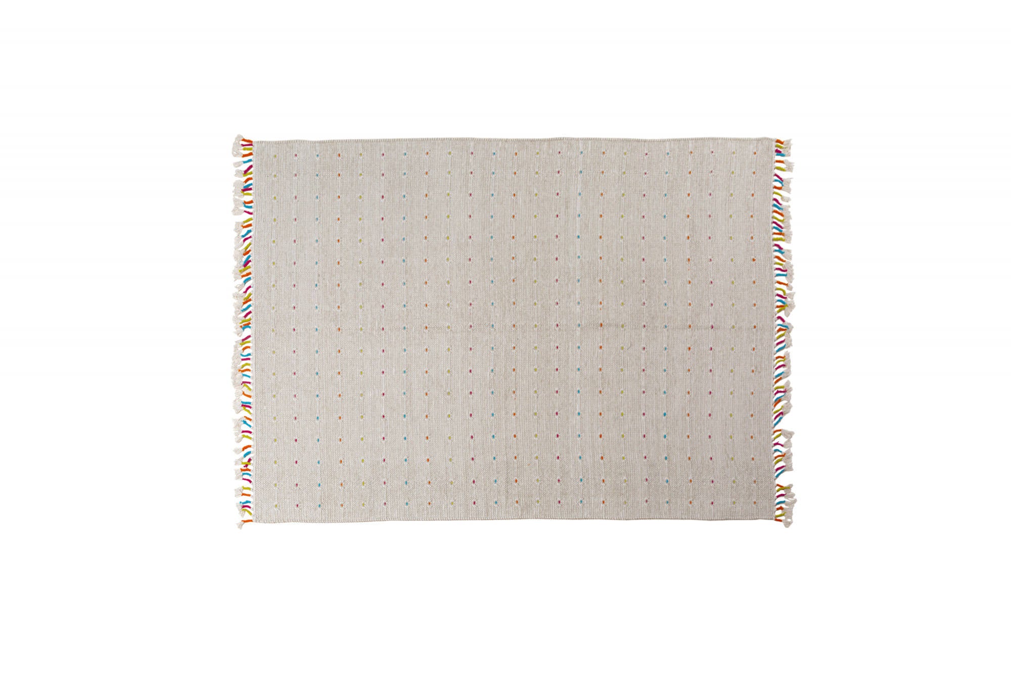 Tappeto moderno Texas, stile kilim, 100% cotone, avorio, 200x140cm