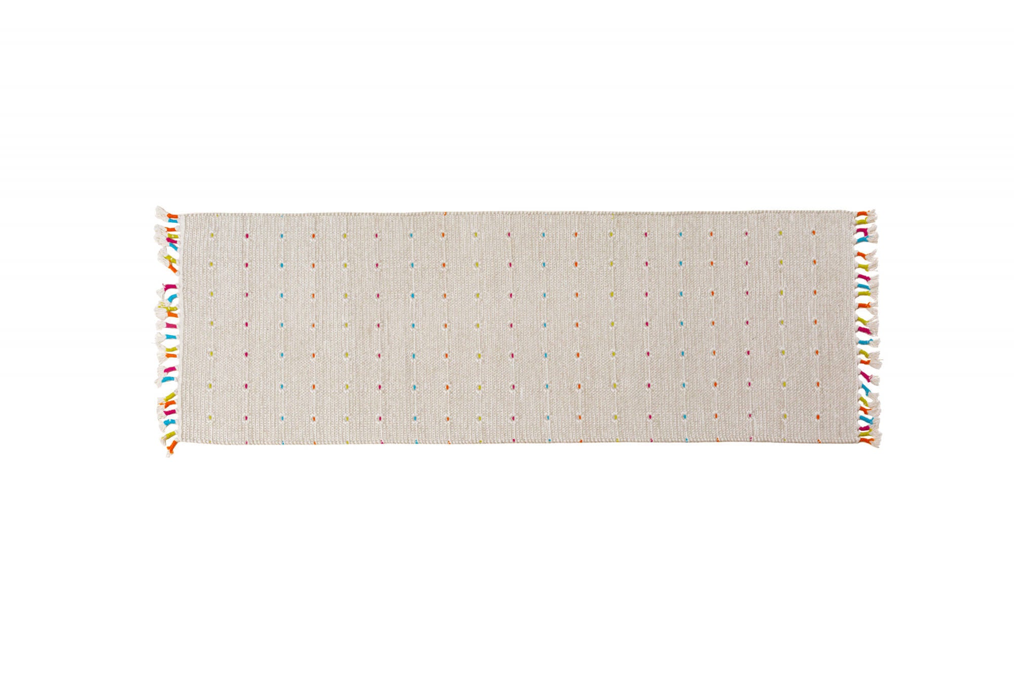 Tappeto moderno Texas, stile kilim, 100% cotone, avorio, 180x60cm