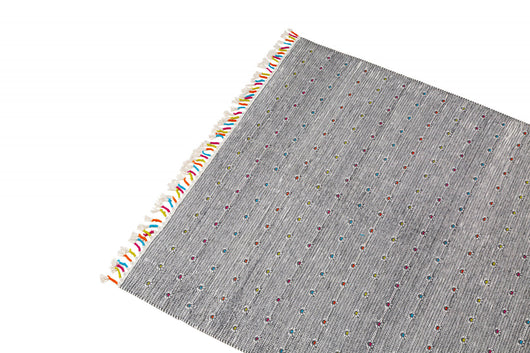 Tappeto moderno Texas, stile kilim, 100% cotone, grigio, 110x60cm