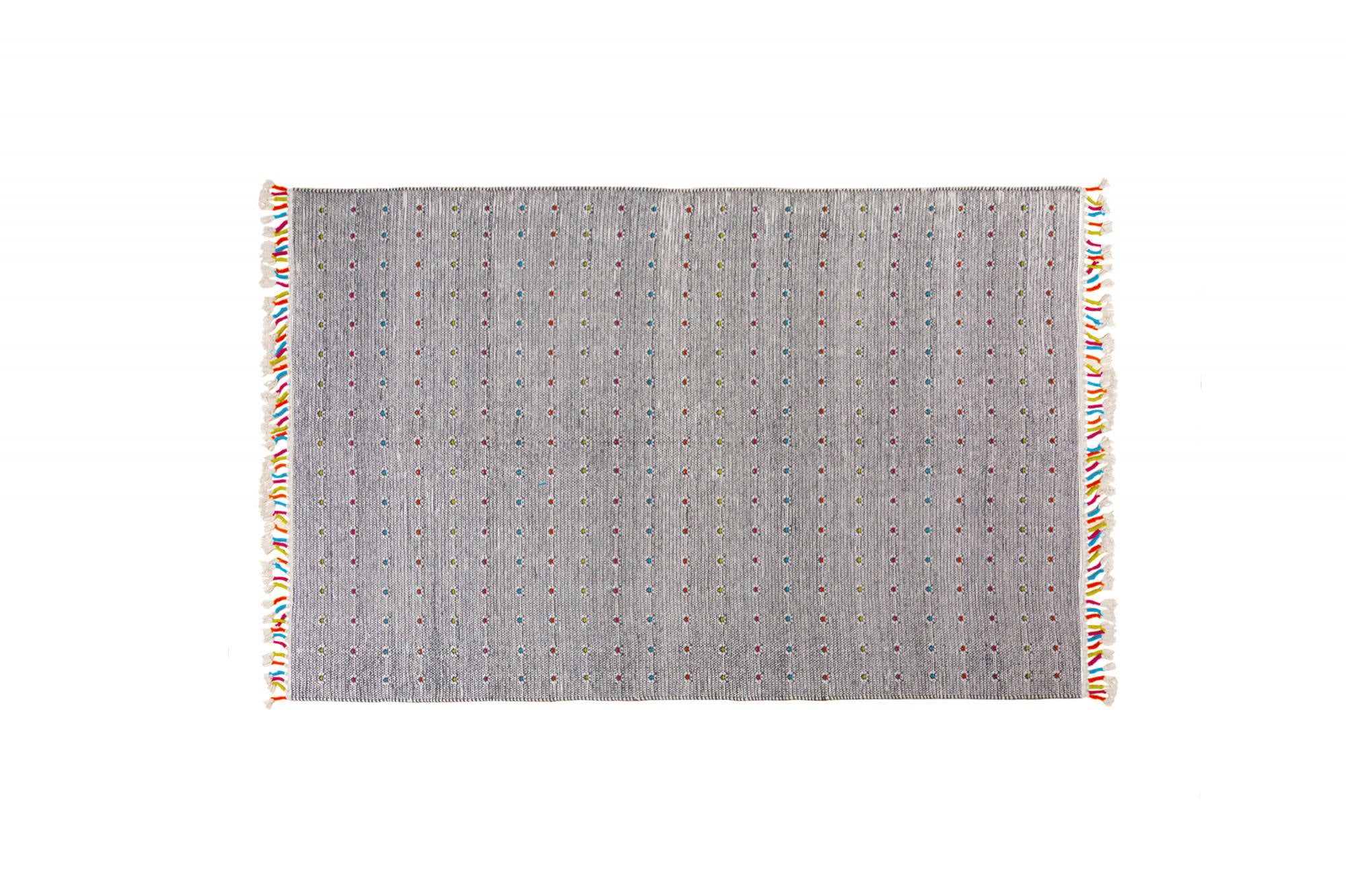 Tappeto moderno Texas, stile kilim, 100% cotone, grigio, 170x110cm