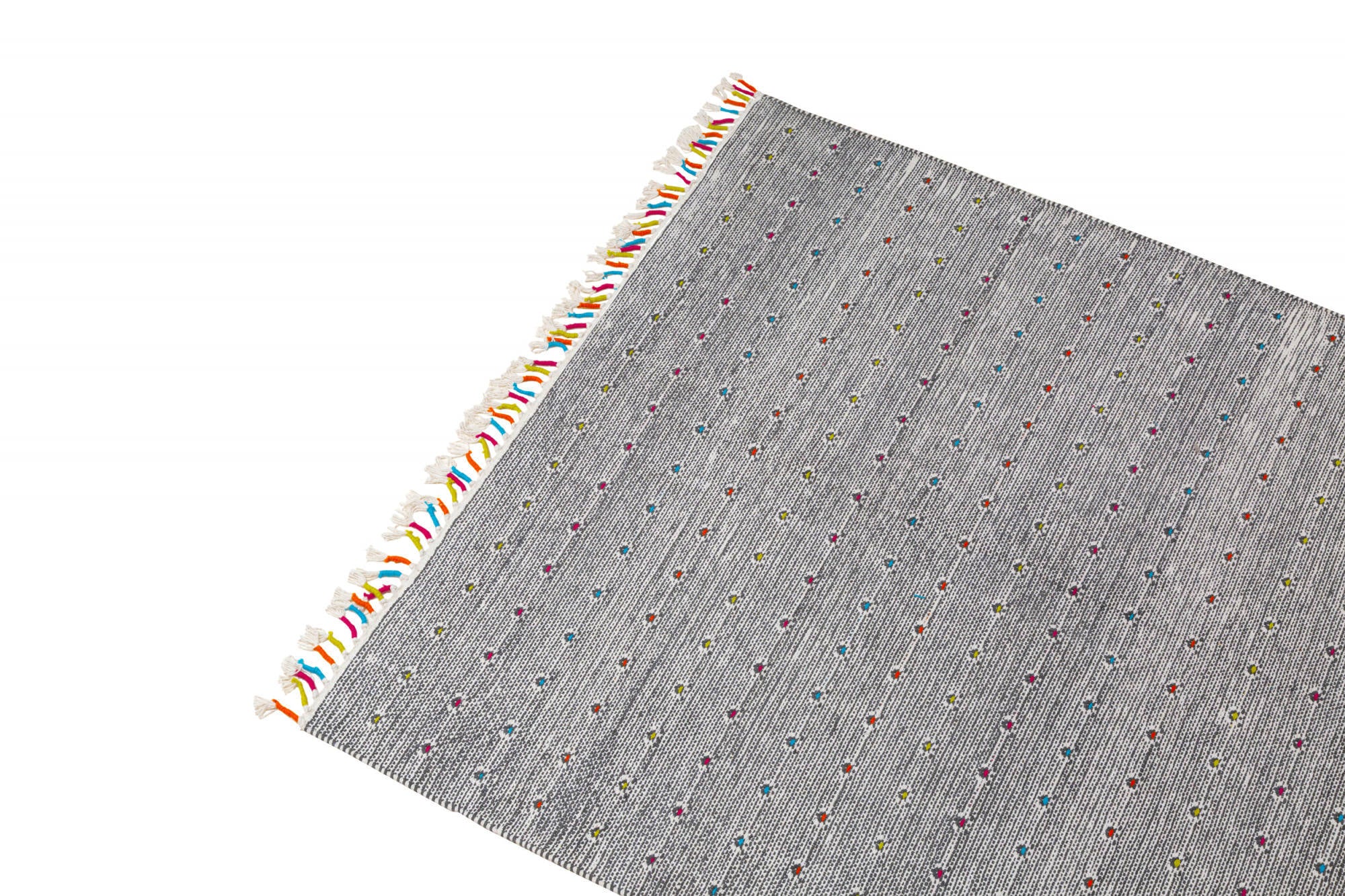 Tappeto moderno Texas, stile kilim, 100% cotone, grigio, 230x160cm