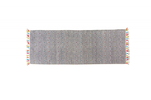 Tappeto moderno Texas, stile kilim, 100% cotone, grigio, 180x60cm