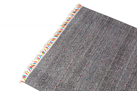 Tappeto moderno Texas, stile kilim, 100% cotone, nero, 110x60cm