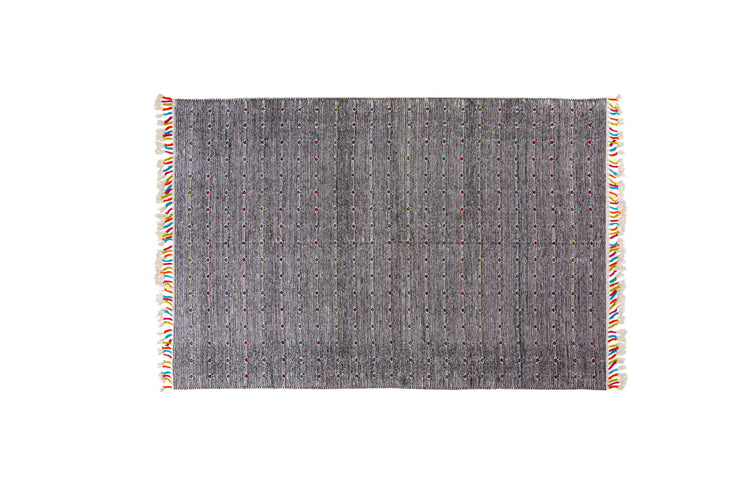 Tappeto moderno Texas, stile kilim, 100% cotone, nero, 200x140cm