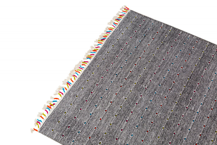 Tappeto moderno Texas, stile kilim, 100% cotone, nero, 230x160cm