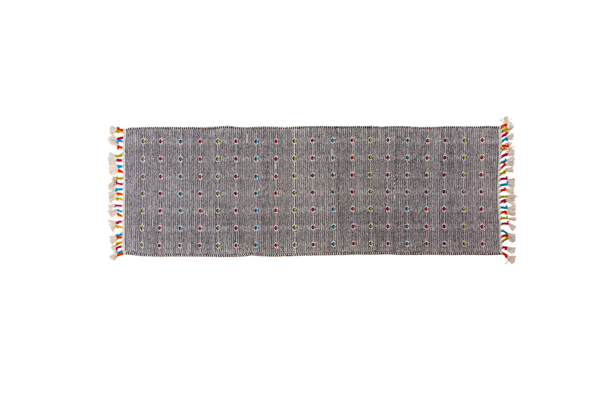 Tappeto moderno Texas, stile kilim, 100% cotone, nero, 240x60cm