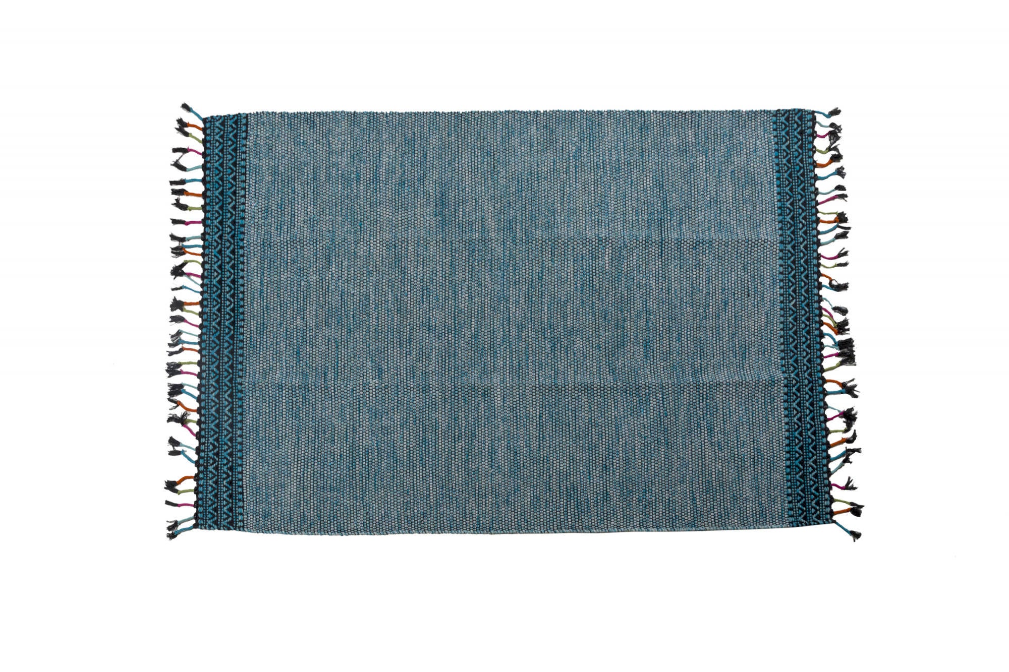 Tappeto moderno Dallas, stile kilim, 100% cotone, blu, 110x60cm