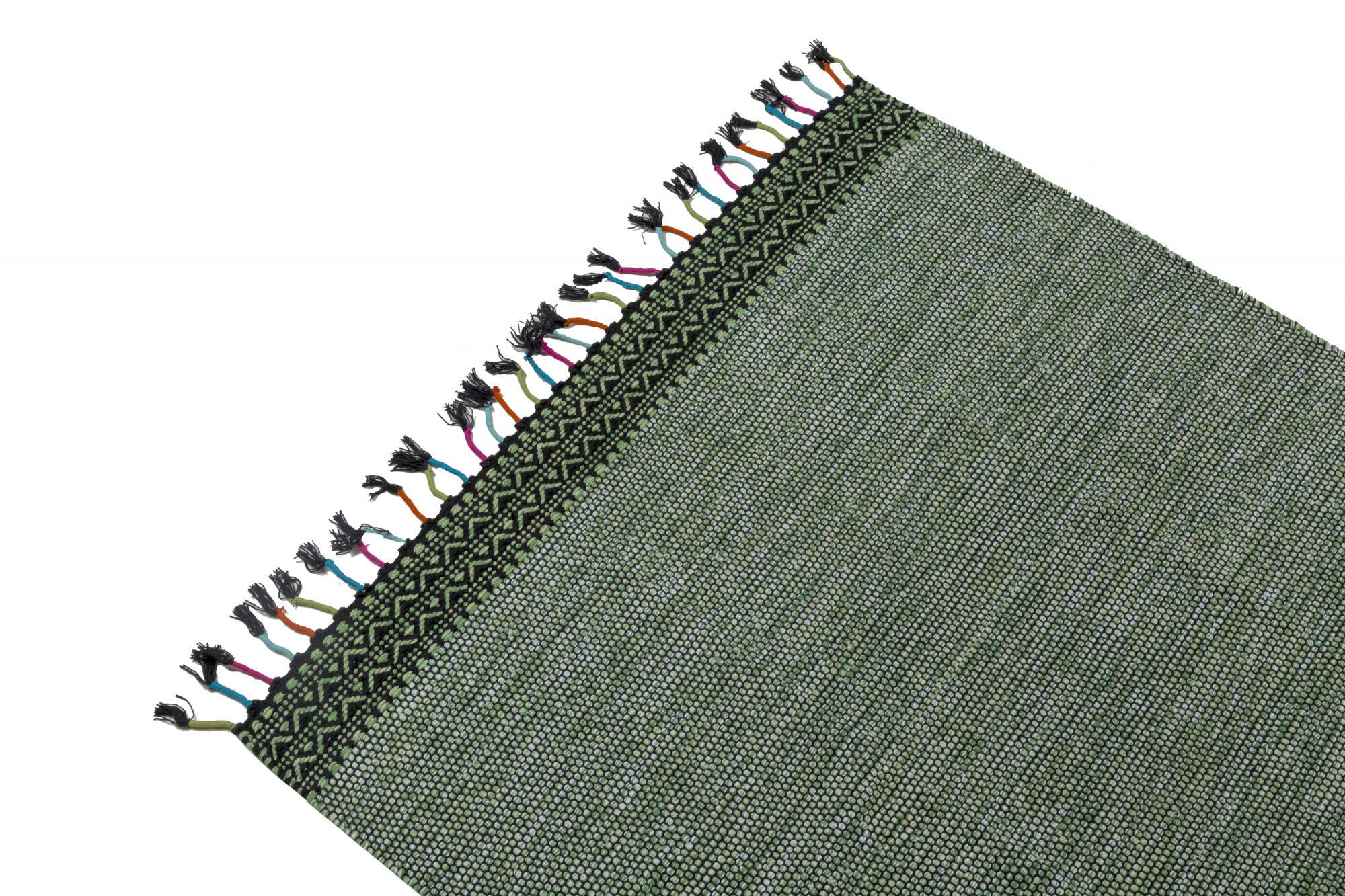 Tappeto moderno Dallas, stile kilim, 100 % cotone, colore verde, Misure 200 x 140 cm