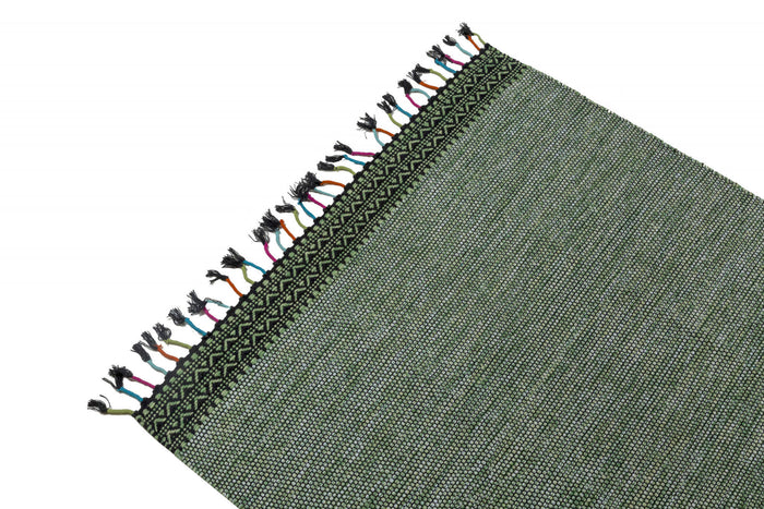 Tappeto moderno Dallas, stile kilim, 100 % cotone, colore verde, Misure 200 x 140 cm