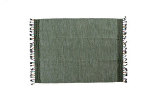 Tappeto moderno Dallas, stile kilim, 100 % cotone, colore verde, Misure 200 x 140 cm