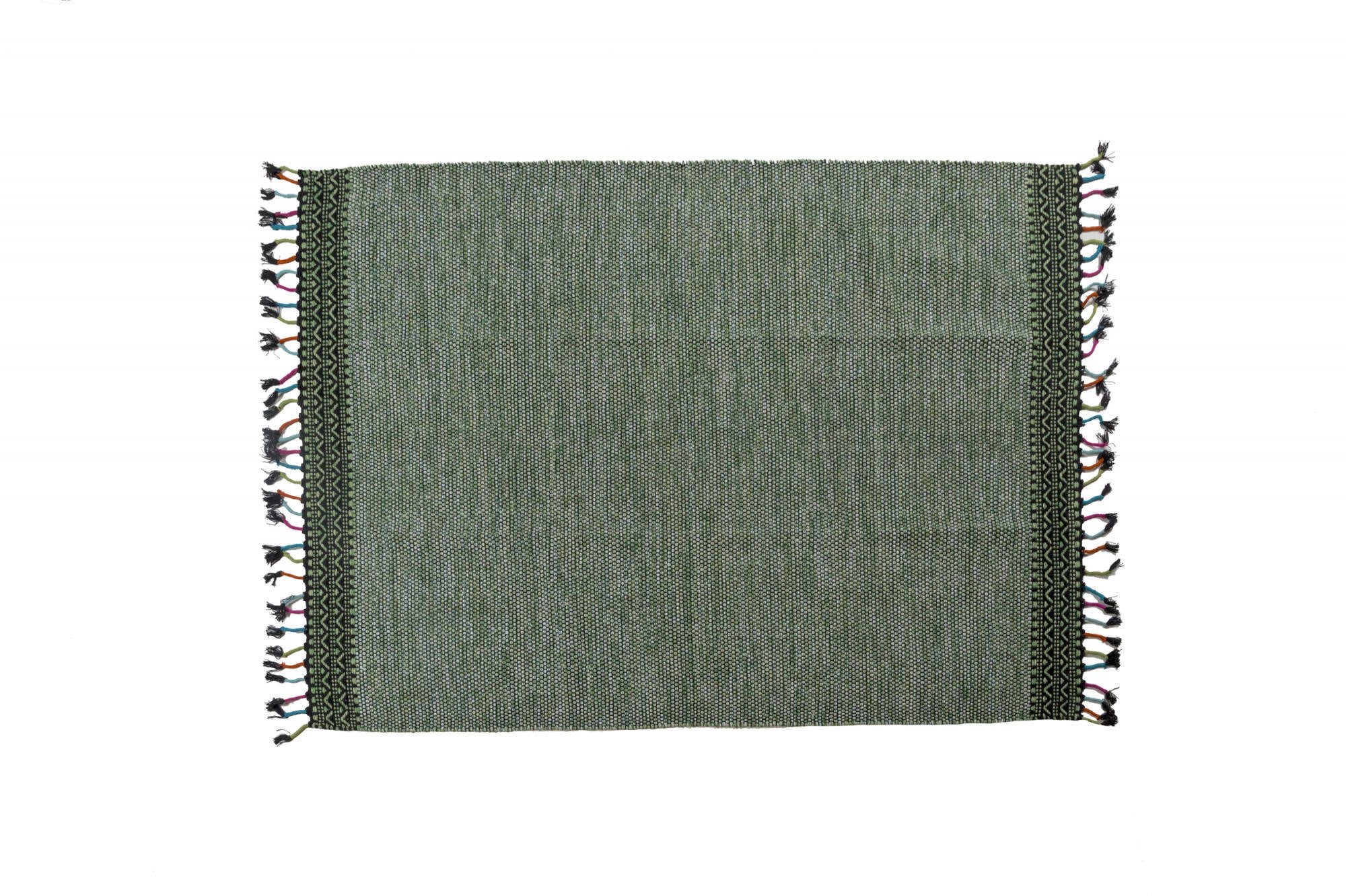 Tappeto moderno Dallas, stile kilim, 100% cotone, verde, 230x160cm