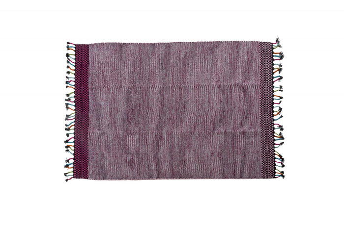 Tappeto moderno Dallas, stile kilim, 100% cotone, rosa, 110x60cm