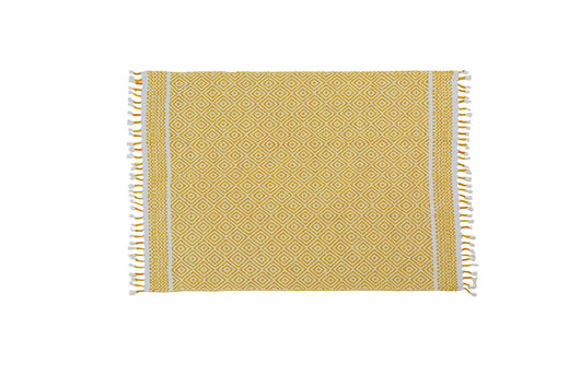 Tappeto moderno Ontario, stile kilim, 100% cotone, beige, 170x110cm