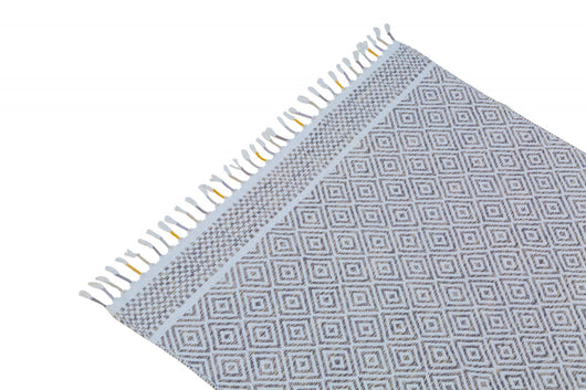 Tappeto moderno Ontario, stile kilim, 100% cotone, grigio, 200x140cm