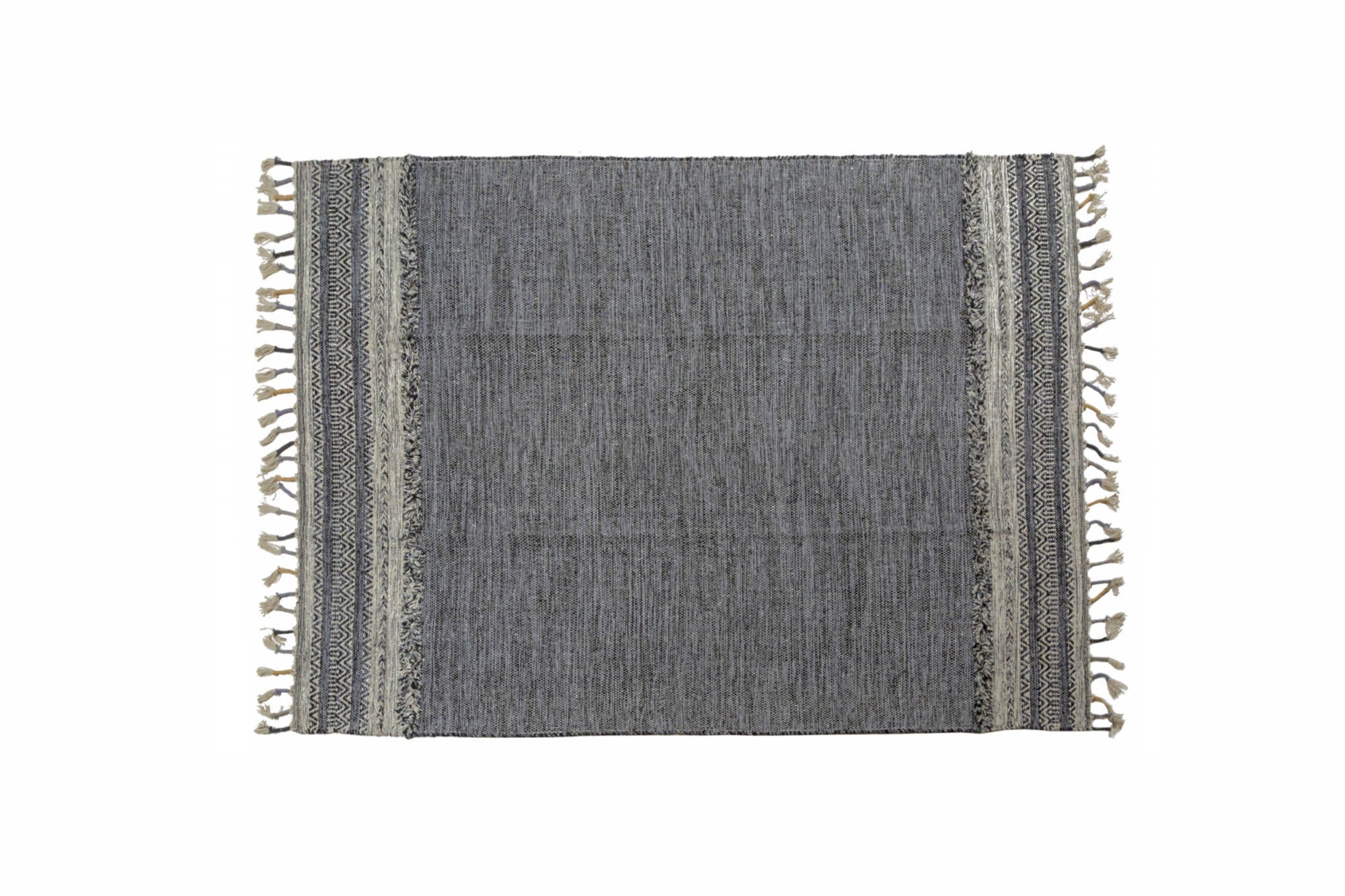 Tappeto moderno boston, stile kilim, 100% cotone, nero, 170x110cm