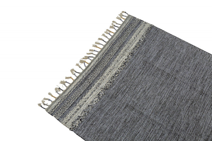 Tappeto moderno boston, stile kilim, 100% cotone, nero, 170x110cm