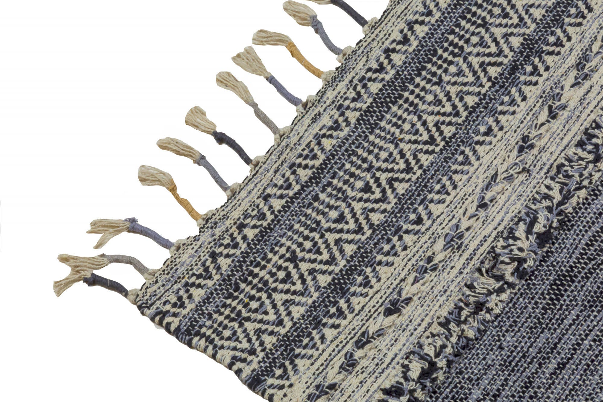 Tappeto moderno boston, stile kilim, 100% cotone, nero, 170x110cm