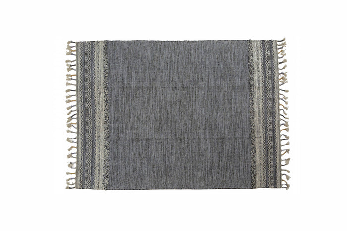 Tappeto moderno boston, stile kilim, 100% cotone, nero, 200x140cm