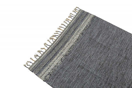 Tappeto moderno boston, stile kilim, 100% cotone, nero, 200x140cm