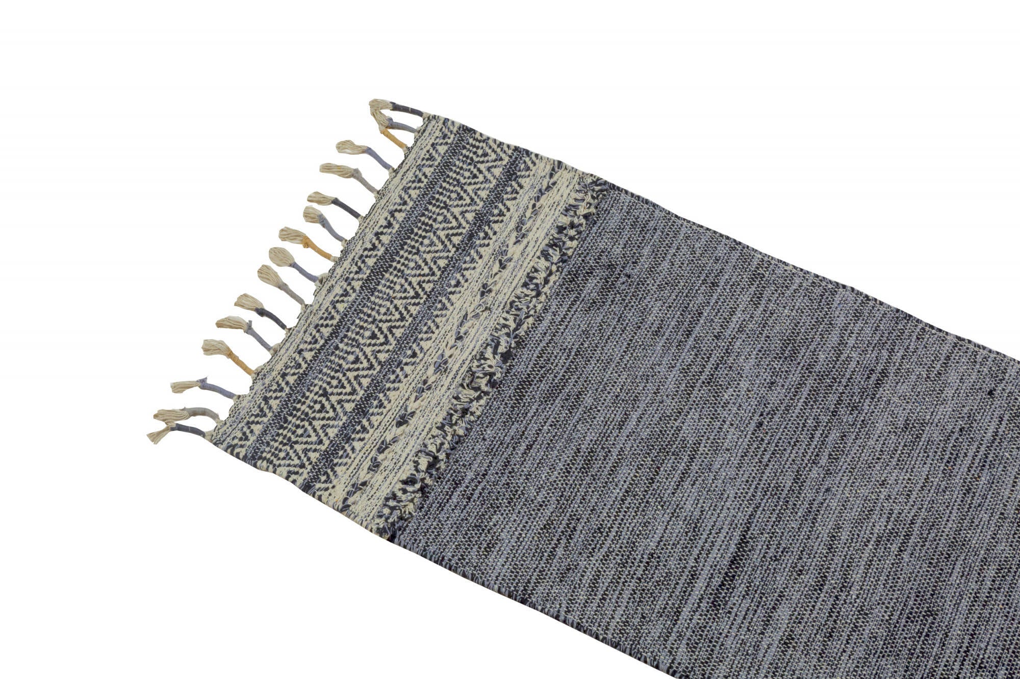 Tappeto moderno boston, stile kilim, 100% cotone, nero, 180x60cm