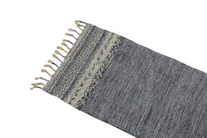 Tappeto moderno boston, stile kilim, 100% cotone, nero, 180x60cm