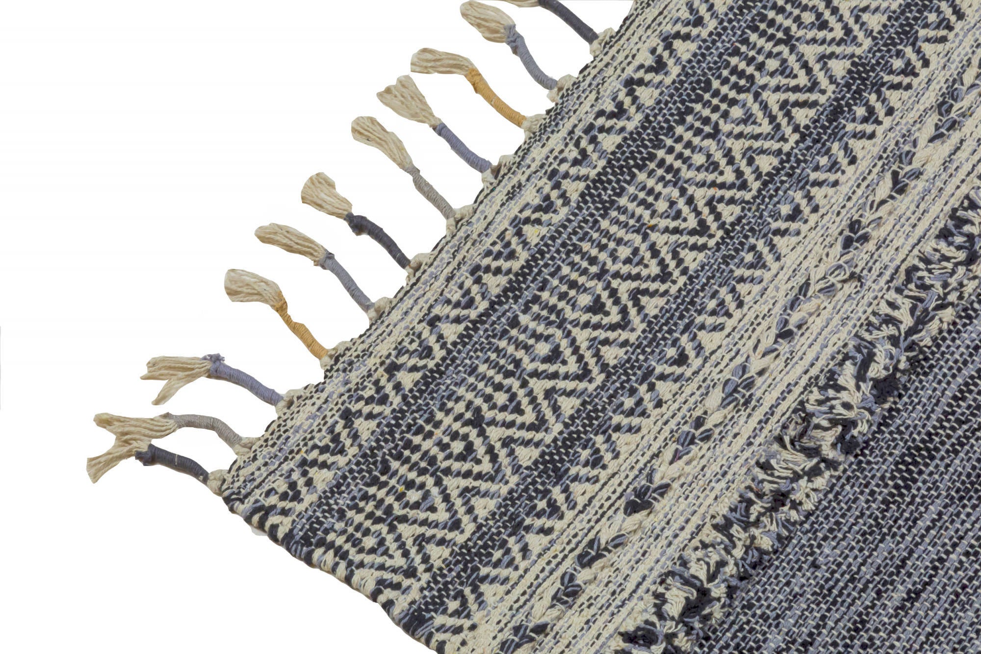 Tappeto moderno boston, stile kilim, 100% cotone, nero, 180x60cm