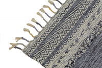 Tappeto moderno boston, stile kilim, 100% cotone, nero, 180x60cm