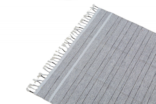 Tappeto moderno Alabama, stile kilim, 100% cotone, grigio, 200x140cm