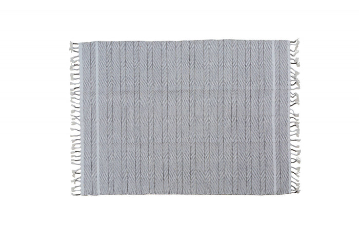 Tappeto moderno Alabama, stile kilim, 100% cotone, grigio, 200x140cm