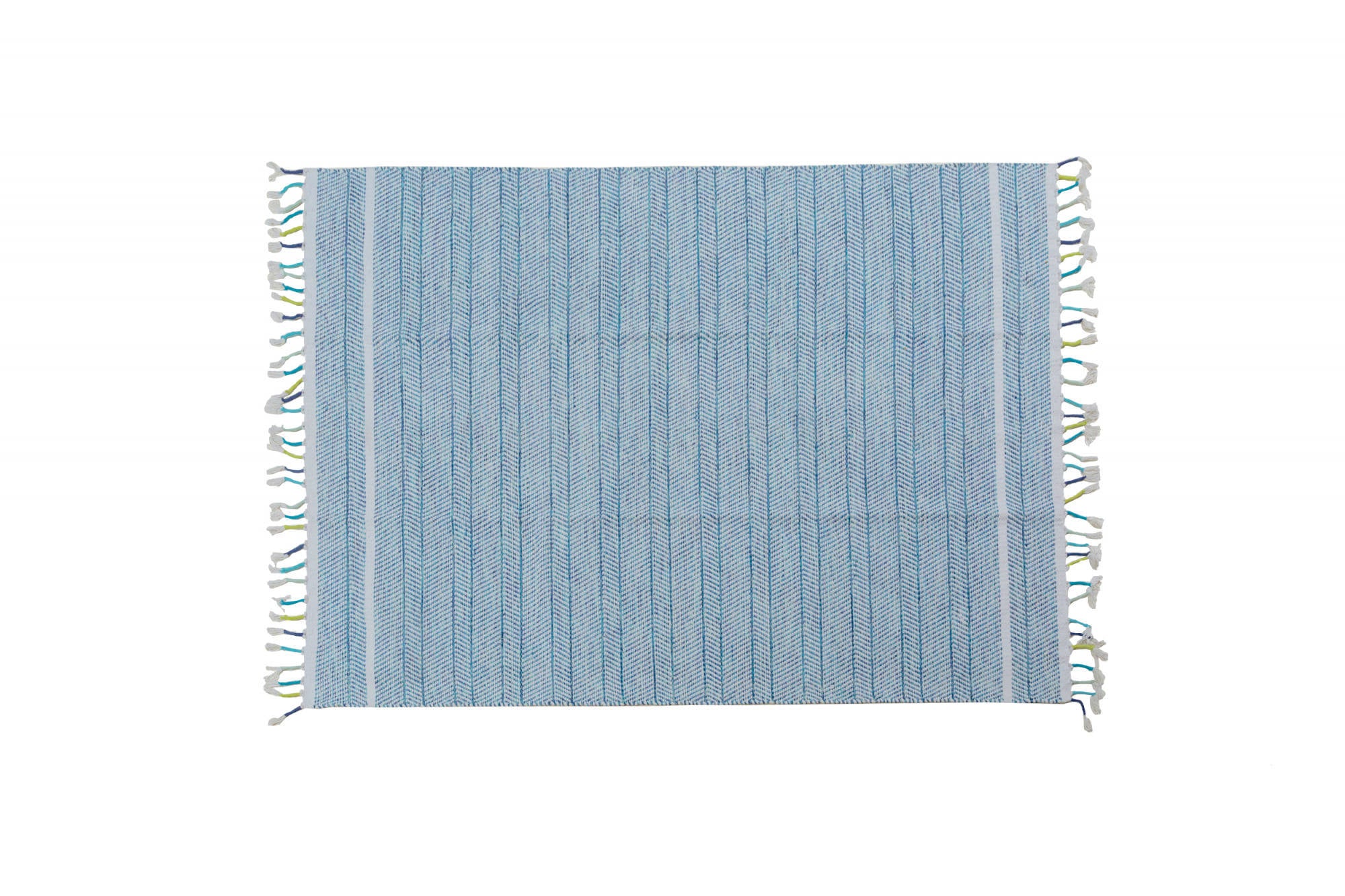 Tappeto moderno Alabama, stile kilim, 100% cotone, blu, 200x140cm