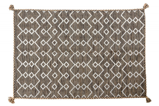 Tappeto moderno Toronto, stile kilim, 100% cotone, marrone, 110x60cm