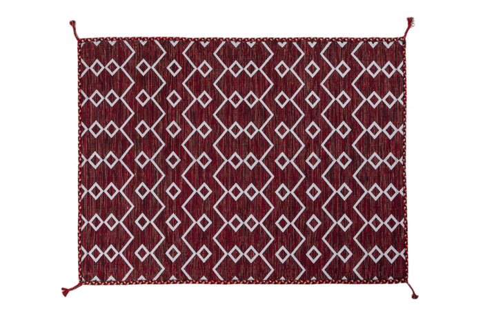 Tappeto moderno Toronto, stile kilim, 100% cotone, rosso, 230x160cm