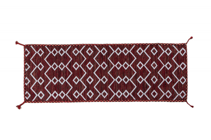 Tappeto moderno Toronto, stile kilim, 100% cotone, rosso, 180x60cm