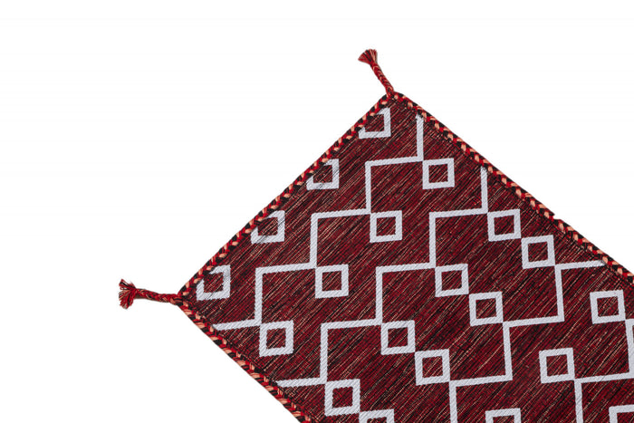 Tappeto moderno Toronto, stile kilim, 100% cotone, rosso, 180x60cm