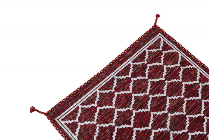 Tappeto moderno Toronto, stile kilim, 100% cotone, rosso, 180x120cm