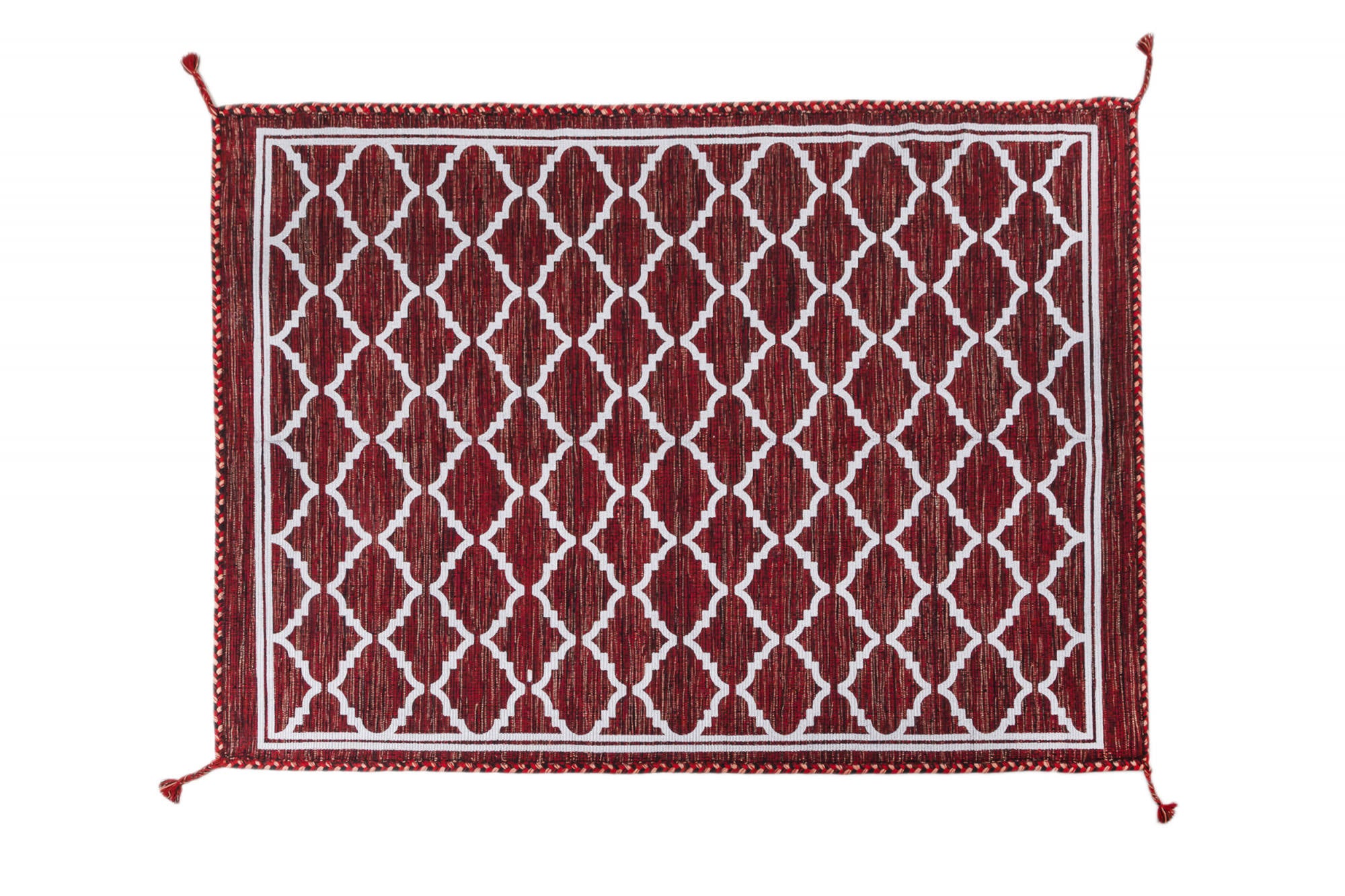 Tappeto moderno Toronto, stile kilim, 100% cotone, rosso, 230x160cm