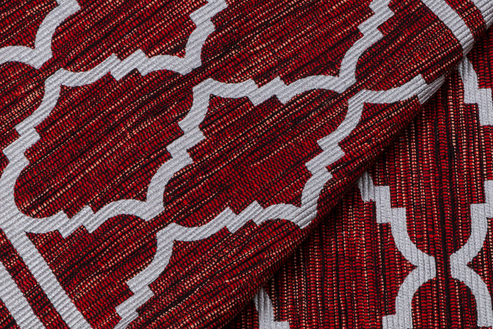 Tappeto moderno Toronto, stile kilim, 100% cotone, rosso, 180x60cm