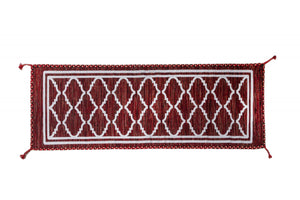 Tappeto moderno Toronto, stile kilim, 100% cotone, rosso, 180x60cm