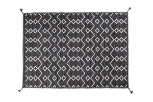 Tappeto moderno Toronto, stile kilim, 100% cotone, grigio, 180x120cm