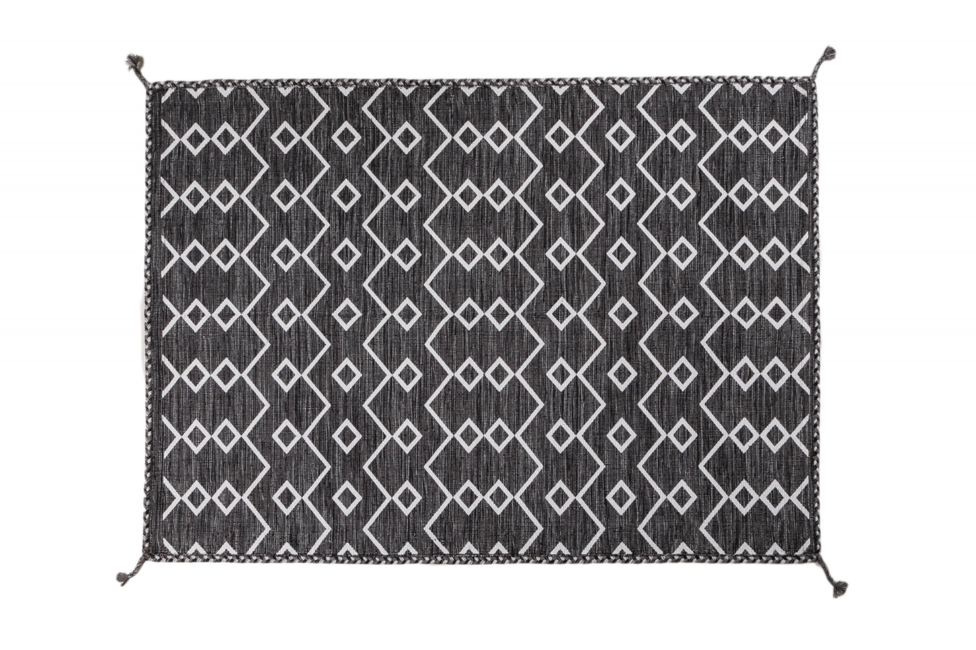 Tappeto moderno Toronto, stile kilim, 100% cotone, grigio, 230x160cm