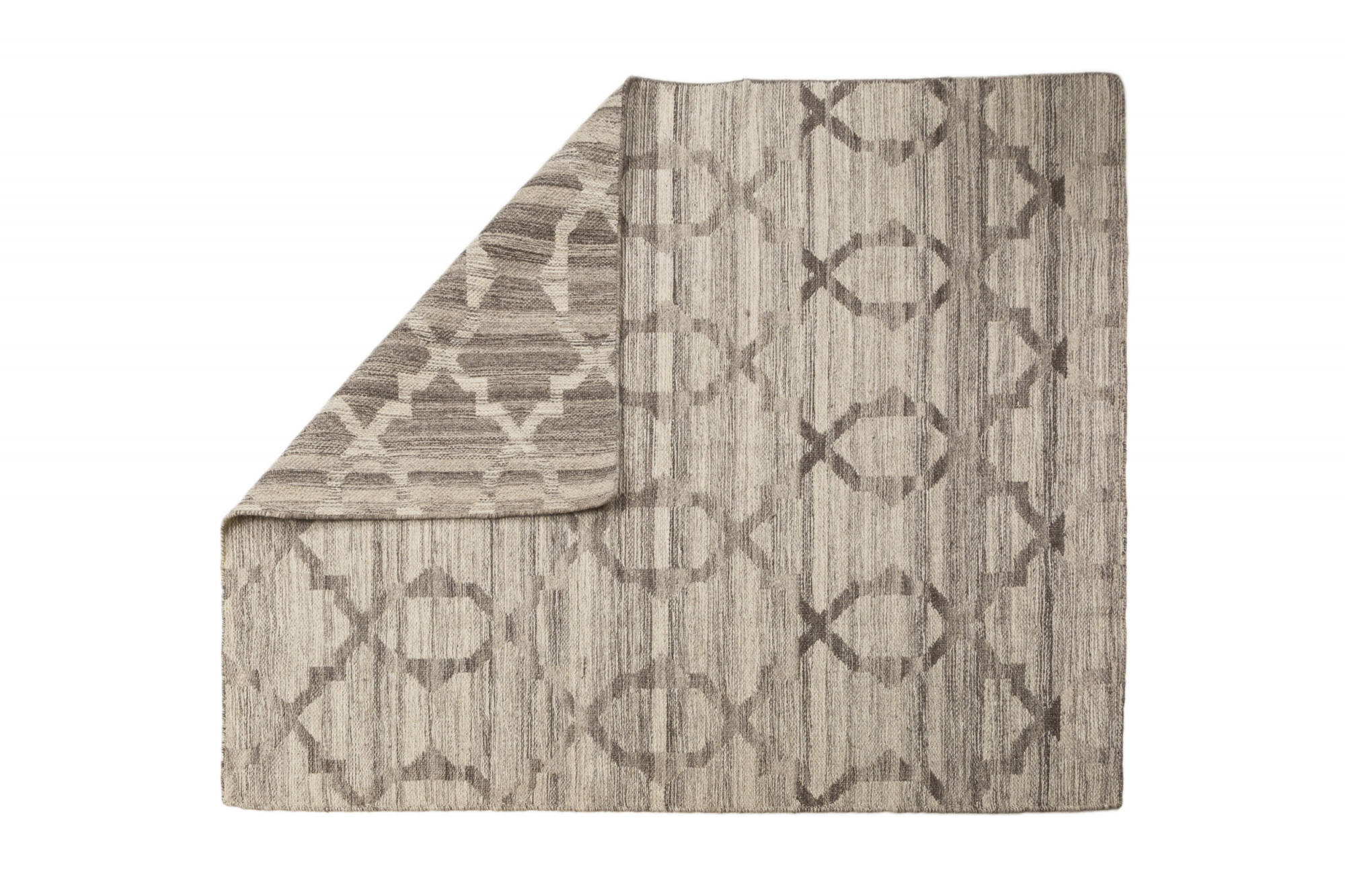 Tappeto moderno Detroit, stile kilim, 100% cotone, grigio, 175x125cm