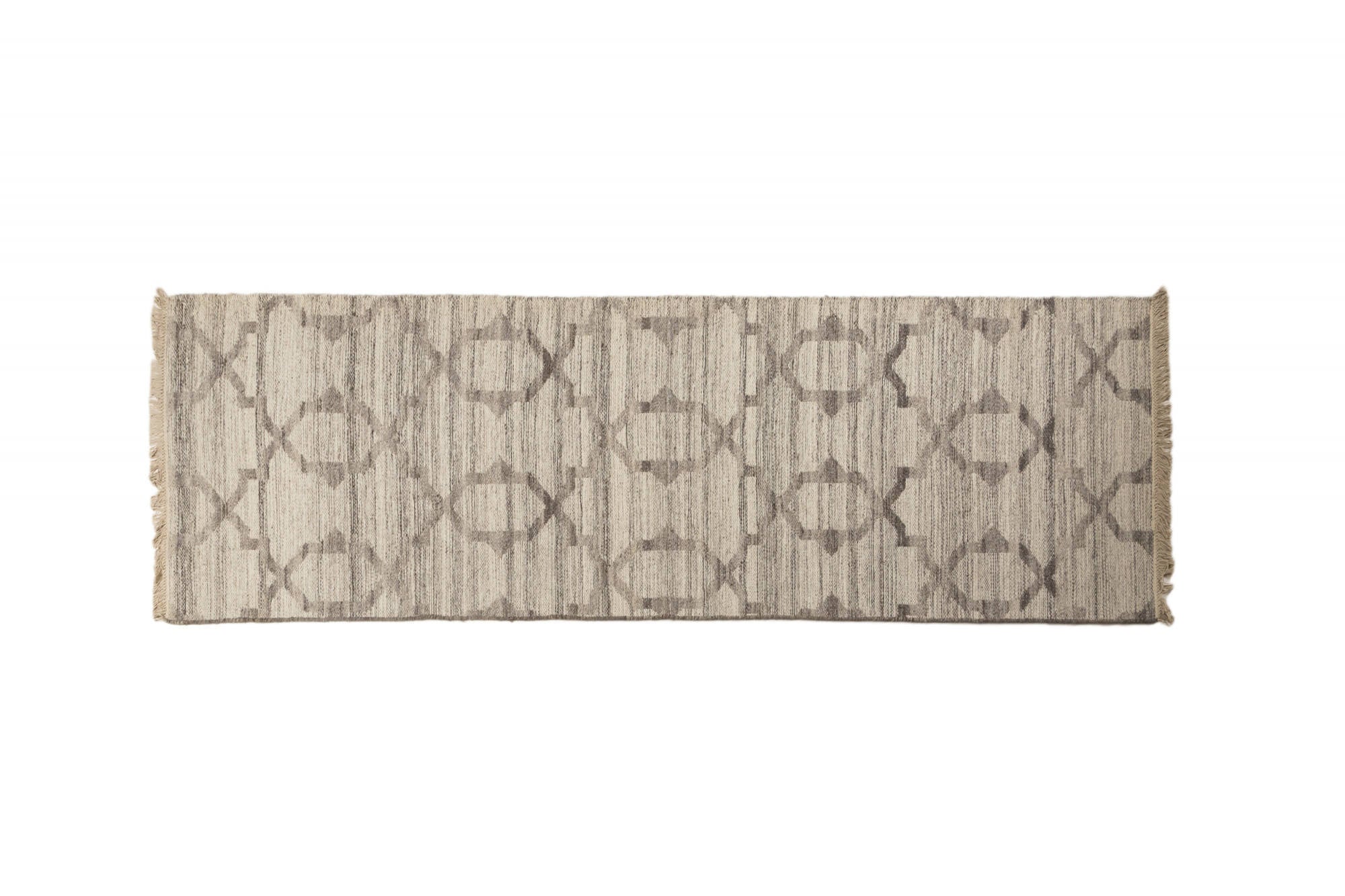 Tappeto moderno Detroit, stile kilim, 100% cotone, grigio, 175x63cm