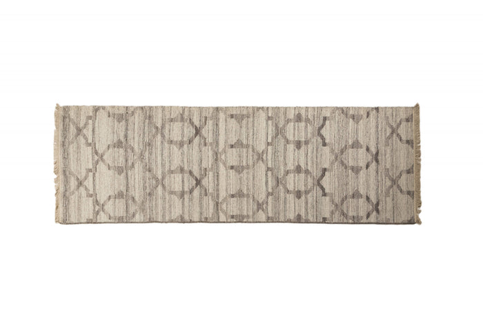 Tappeto moderno Detroit, stile kilim, 100% cotone, grigio, 300x80cm