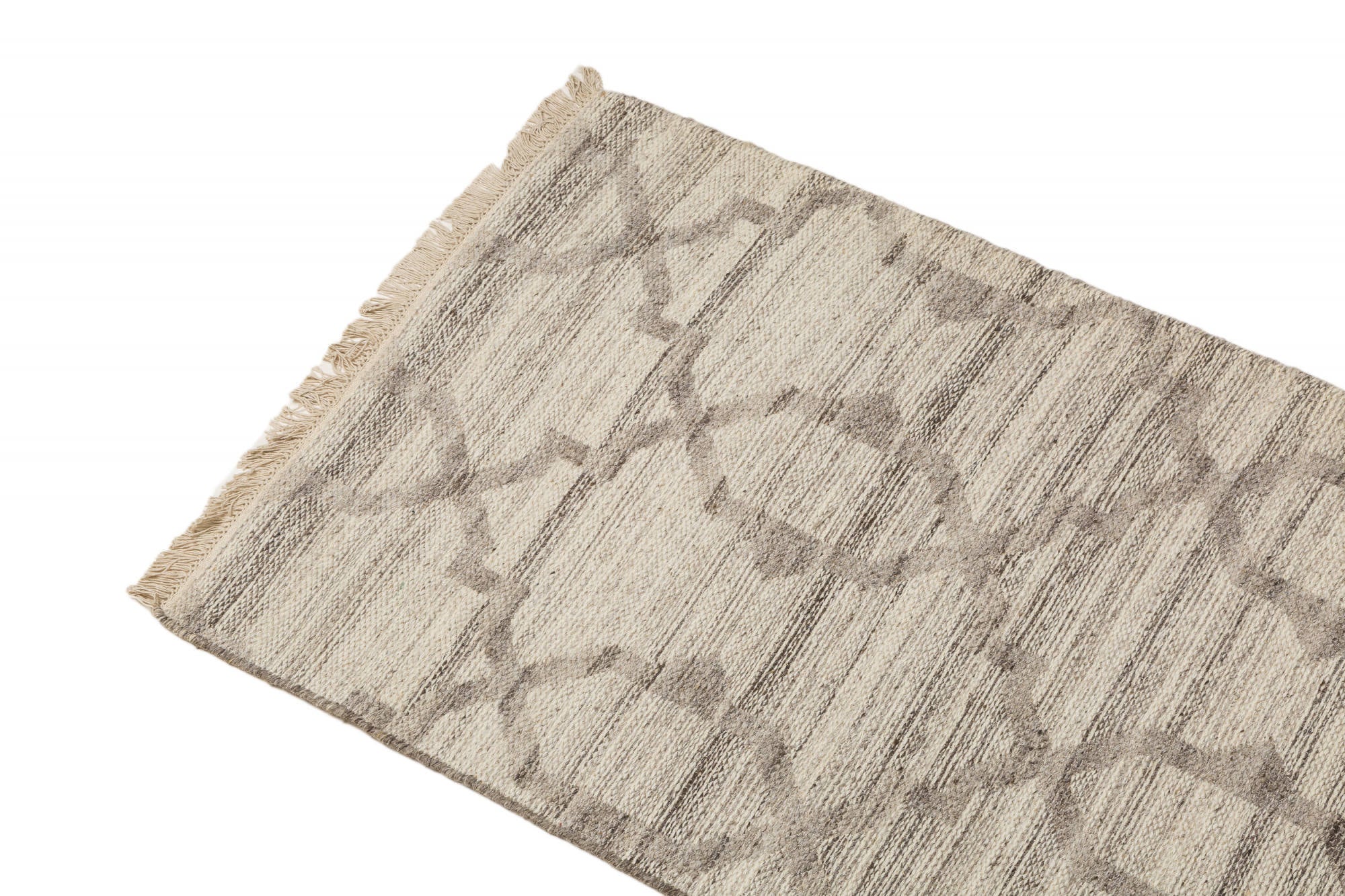 Tappeto moderno Detroit, stile kilim, 100% cotone, grigio, 300x80cm