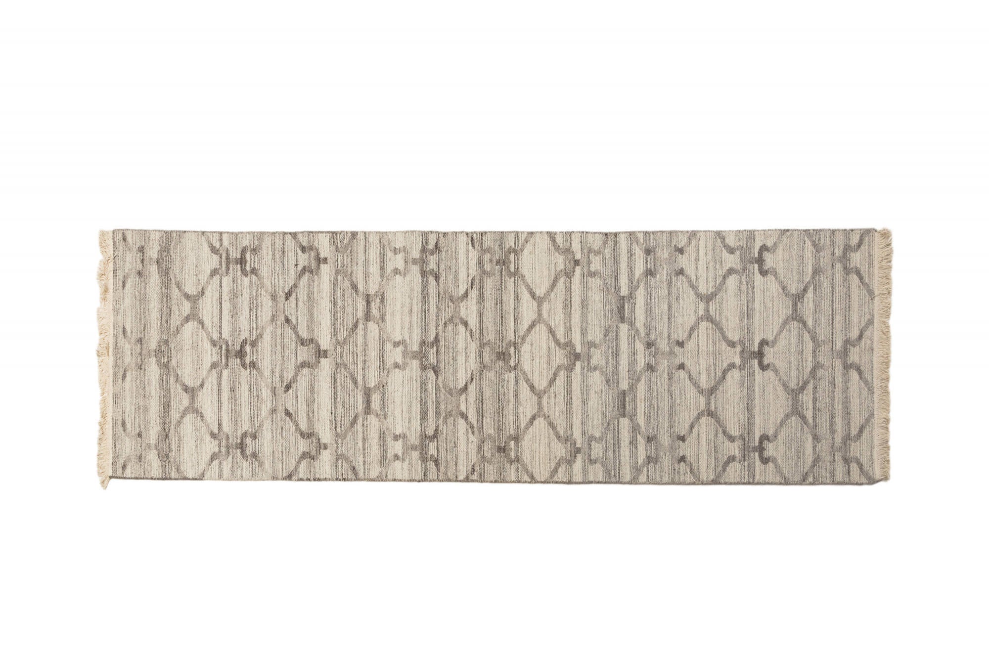 Tappeto moderno Detroit, stile kilim, 100% cotone, grigio, 300x80cm