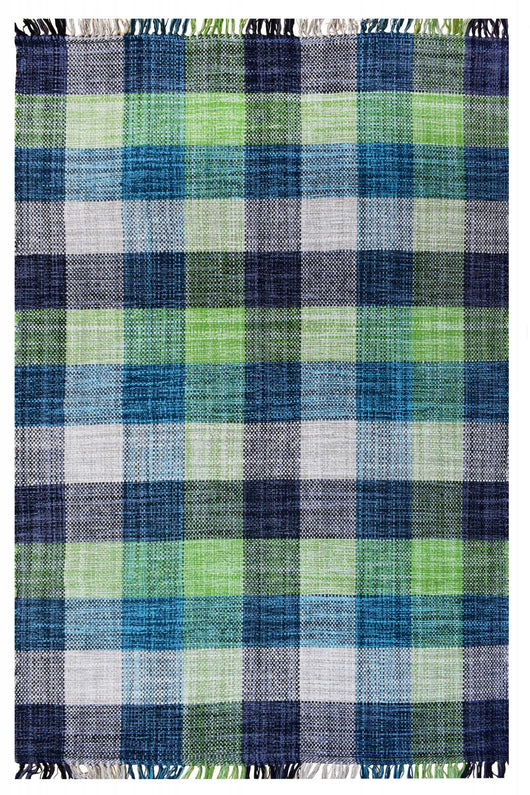 Tappeto moderno sacramento, stile kilim, 100% cotone, verde, 200x140cm